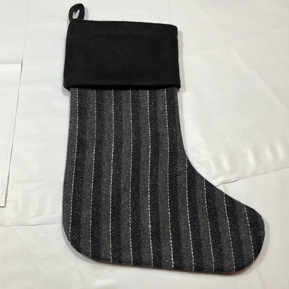 WOOF embroidery Puppy Dog PET black gray striped wool Holiday Christmas stocking - Picture 9 of 10